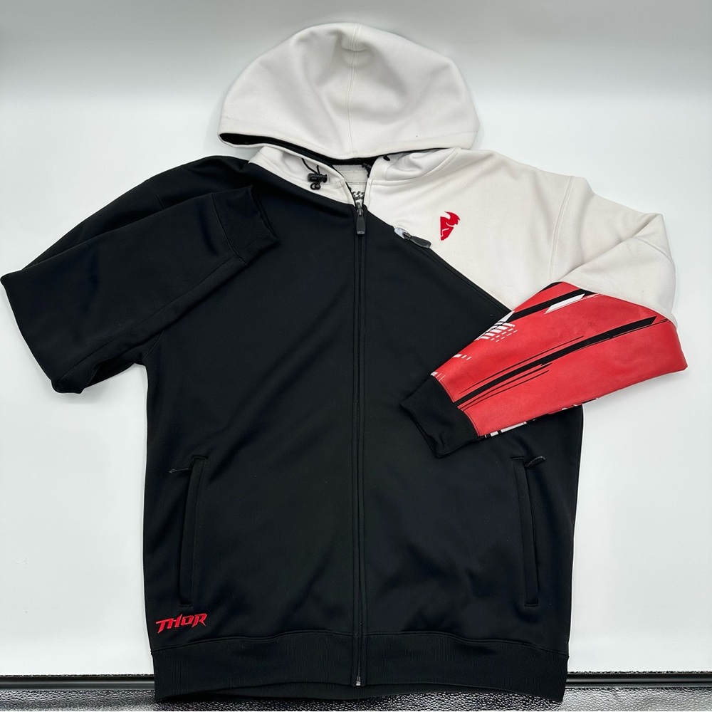 Thor‎ Motocross Symmetry Full Zip Hoodie Mens Medium M Black White Minor Stains